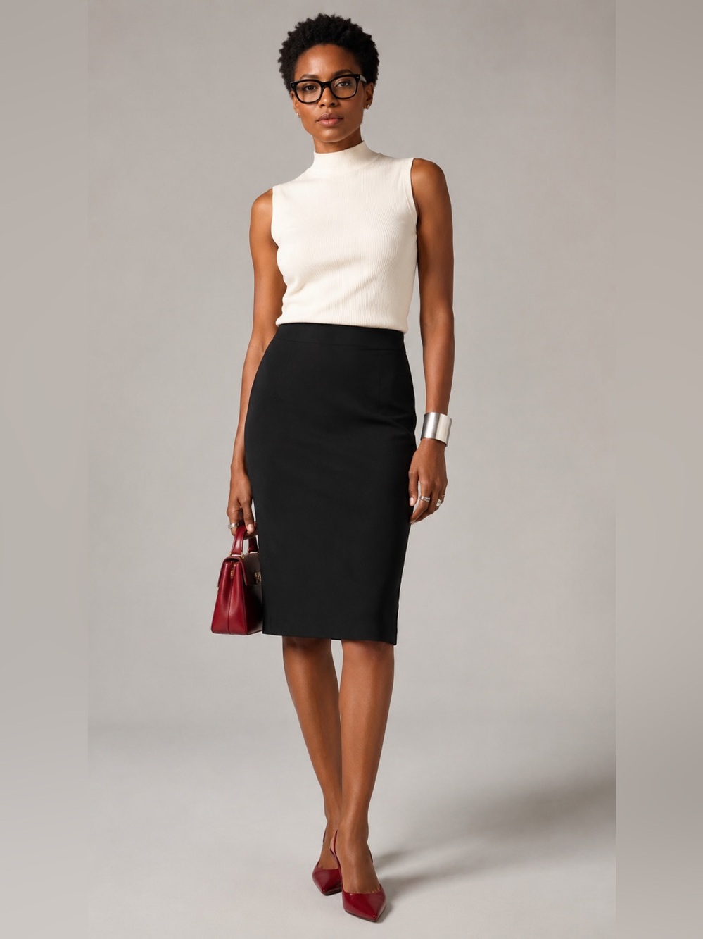 Anthropologie Philosophy Black Stretch Pencil Skirt Lined 2